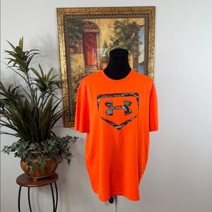 Under Armour Men's Bright Orange Tee Large short sleeve